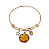 Stainless Steel Flower Banlge,Two-Tone T578GBA-2 VNISTAR Stainless Steel Charm Bangles