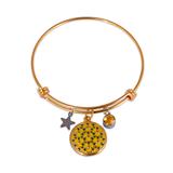 Stainless Steel Flower Banlge,Two-Tone T581GBA-3 VNISTAR Stainless Steel Charm Bangles
